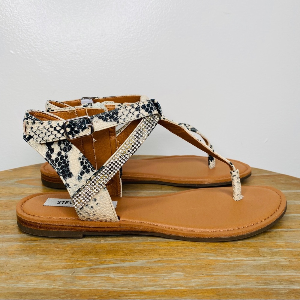 NWT Steve Madden Snakeskin Print Rhinestone Sandal - Picture 2 of 8
